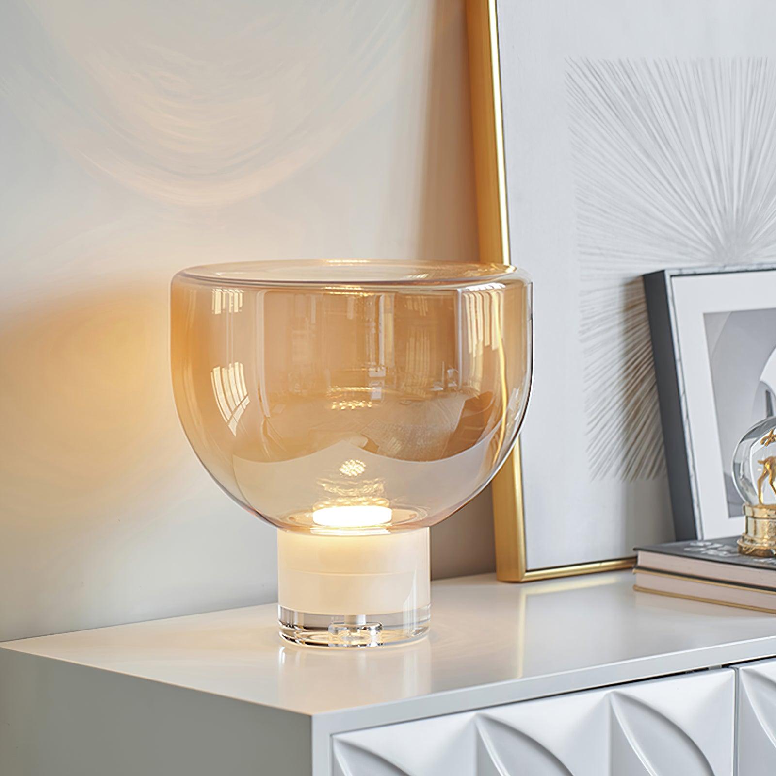 Modern Glass Cone Diffuser Table Lamp Elegant Ambient Desk Lighting for Bedroom and Living Room