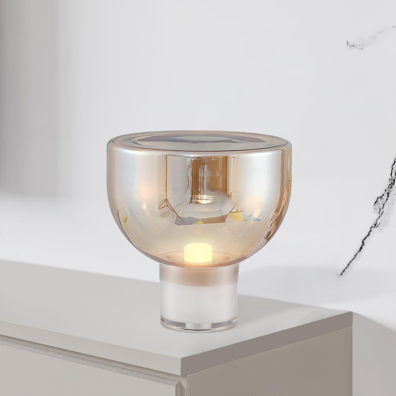 Modern Glass Cone Diffuser Table Lamp Elegant Ambient Desk Lighting for Bedroom and Living Room