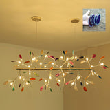 Modern Agate Flake Crown Chandelier Natural Onyx Stone Pendant Light in Gold