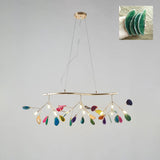 Modern Agate Flake Crown Chandelier Natural Onyx Stone Pendant Light in Gold