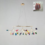 Modern Agate Flake Crown Chandelier Natural Onyx Stone Pendant Light in Gold
