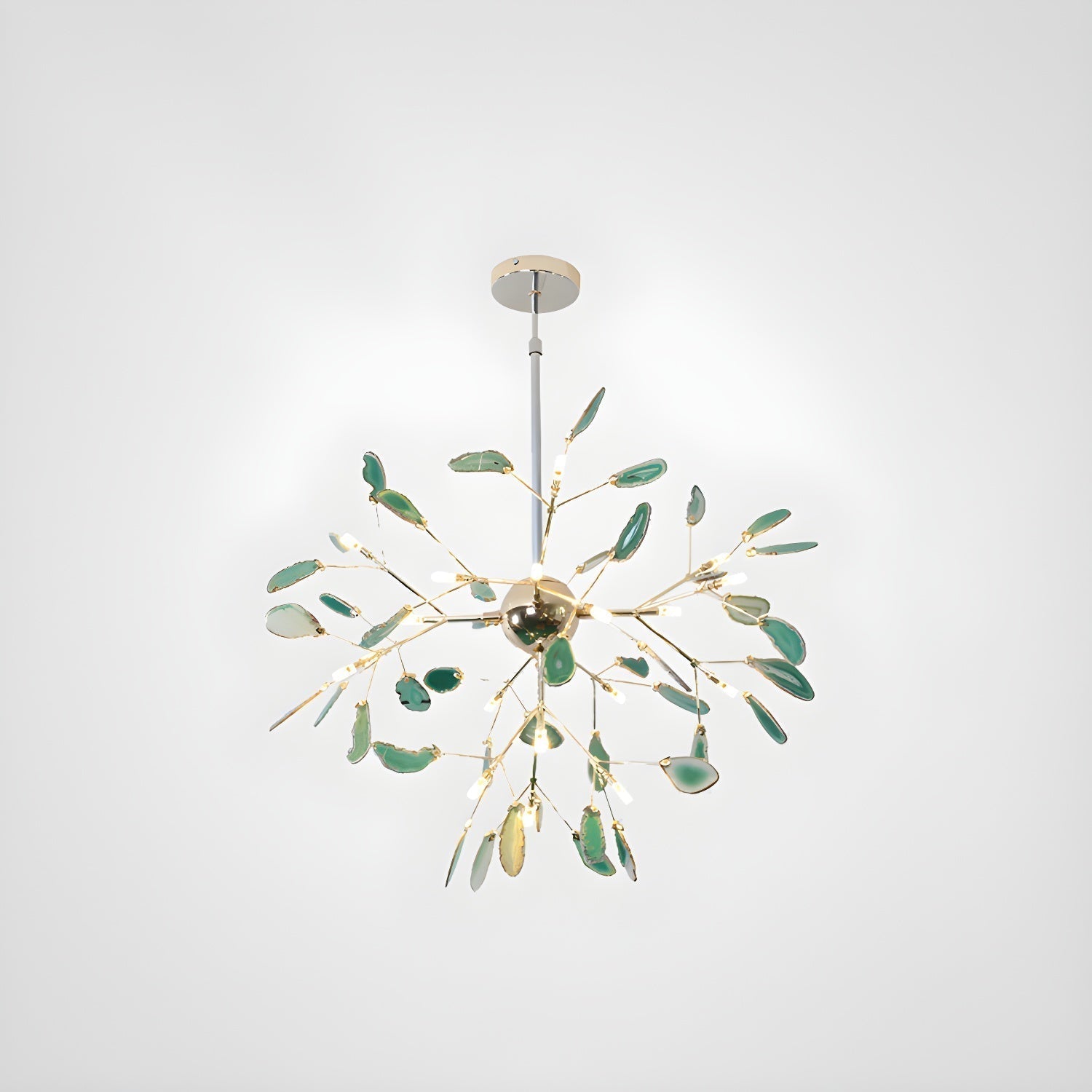 Modern Agate Flake Crown Chandelier Natural Onyx Stone Pendant Light in Gold