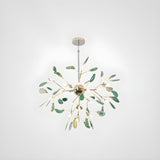 Modern Agate Flake Crown Chandelier Natural Onyx Stone Pendant Light in Gold