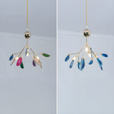 Modern Agate Flake Crown Chandelier Natural Onyx Stone Pendant Light in Gold