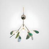 Modern Agate Flake Crown Chandelier Natural Onyx Stone Pendant Light in Gold