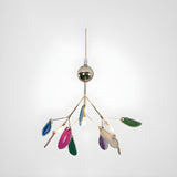 Modern Agate Flake Crown Chandelier Natural Onyx Stone Pendant Light in Gold