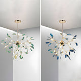 Modern Agate Flake Crown Chandelier Natural Onyx Stone Pendant Light in Gold