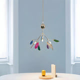 Modern Agate Flake Crown Chandelier Natural Onyx Stone Pendant Light in Gold