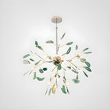 Modern Agate Flake Crown Chandelier Natural Onyx Stone Pendant Light in Gold