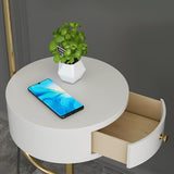 Agueda Modern Standing Floor Lamp with Integrated Wood Side Table and Marble Base
