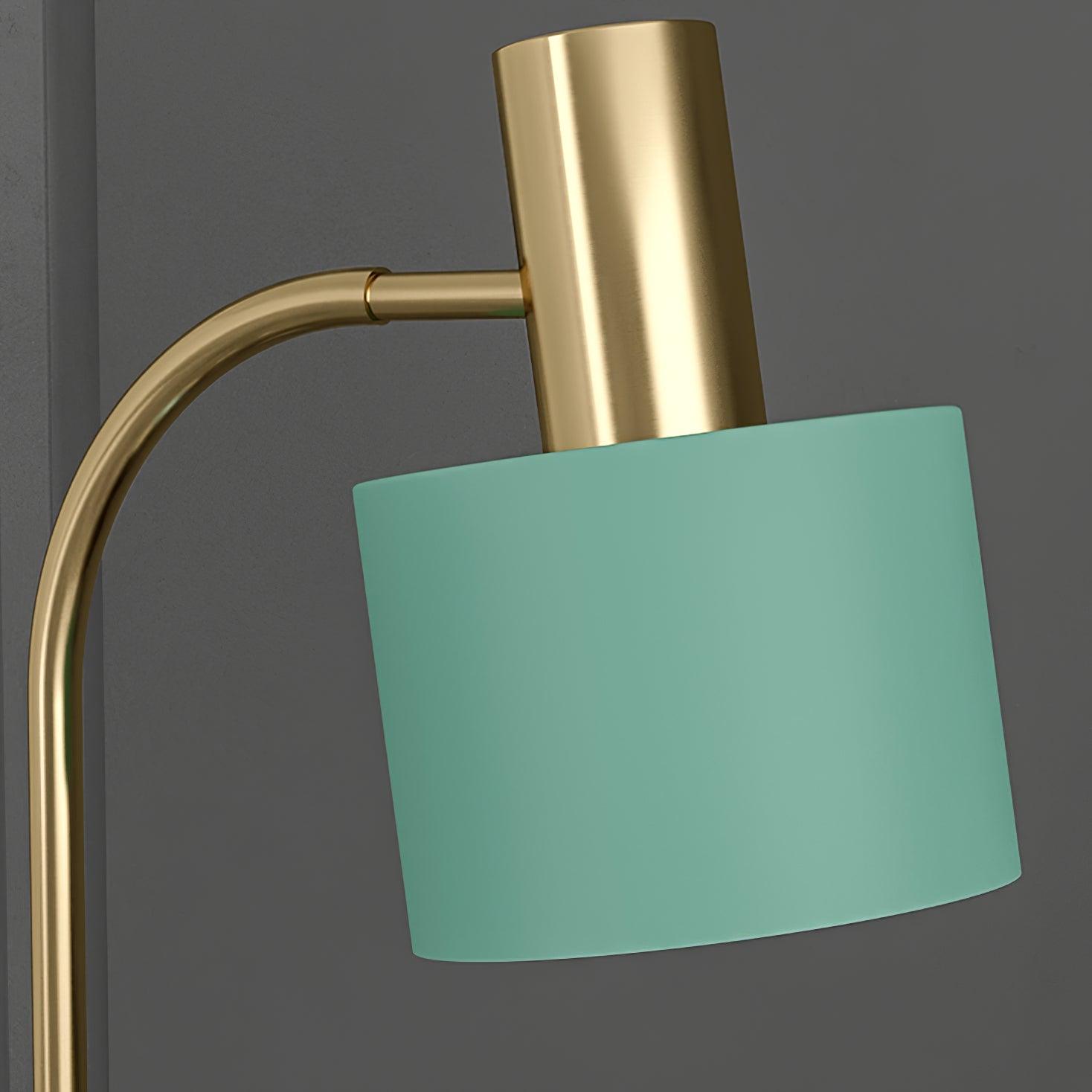 Agueda Modern Standing Floor Lamp with Integrated Wood Side Table and Marble Base