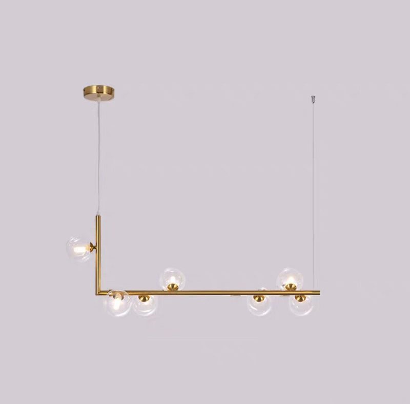 modern-linear-chandelier-with-clear-glass-globe-shades-for-geometric-dining-room-lighting