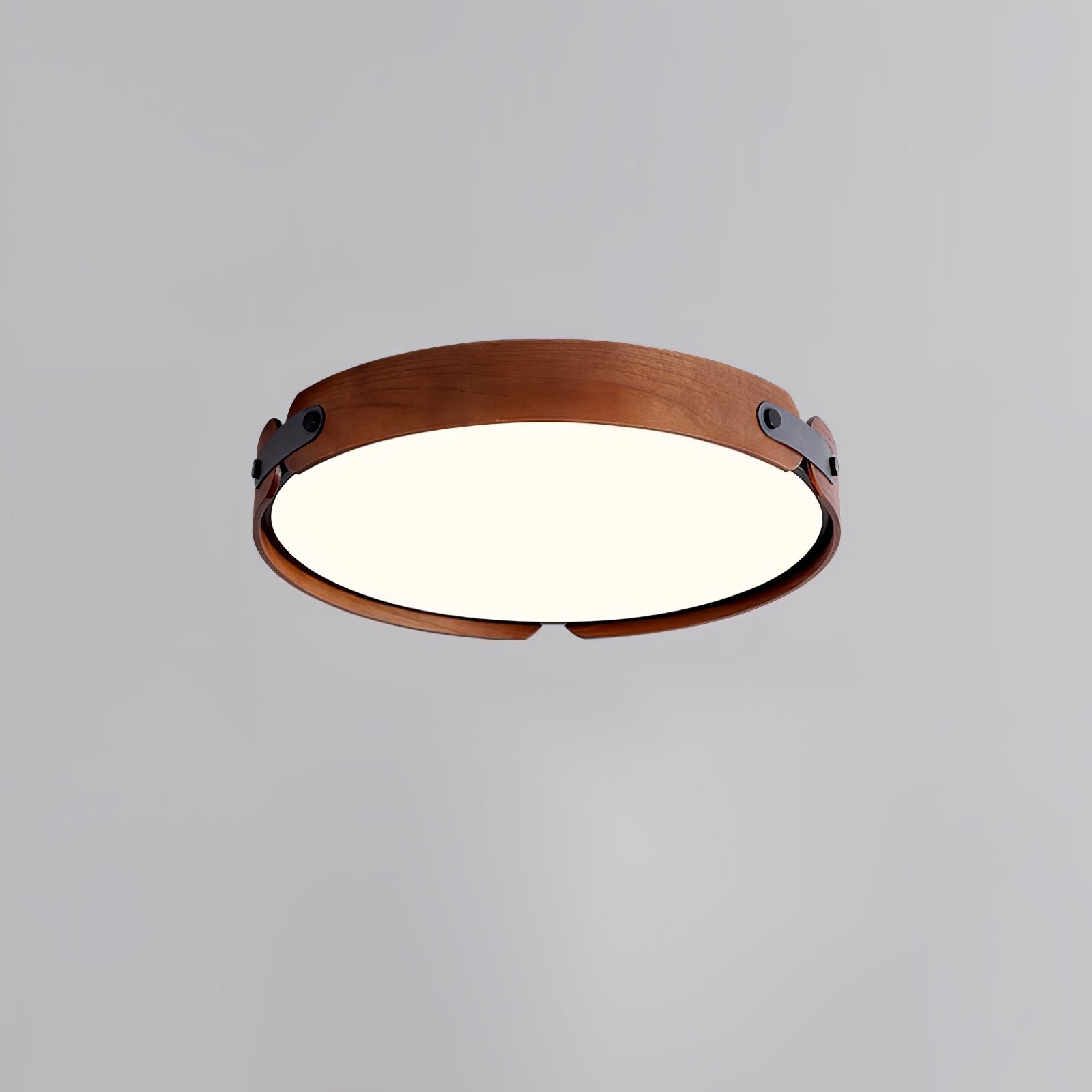 Modern Natural Wood LED Flush Mount Ceiling Light Fixture with Wabi Sabi Minimalist Design