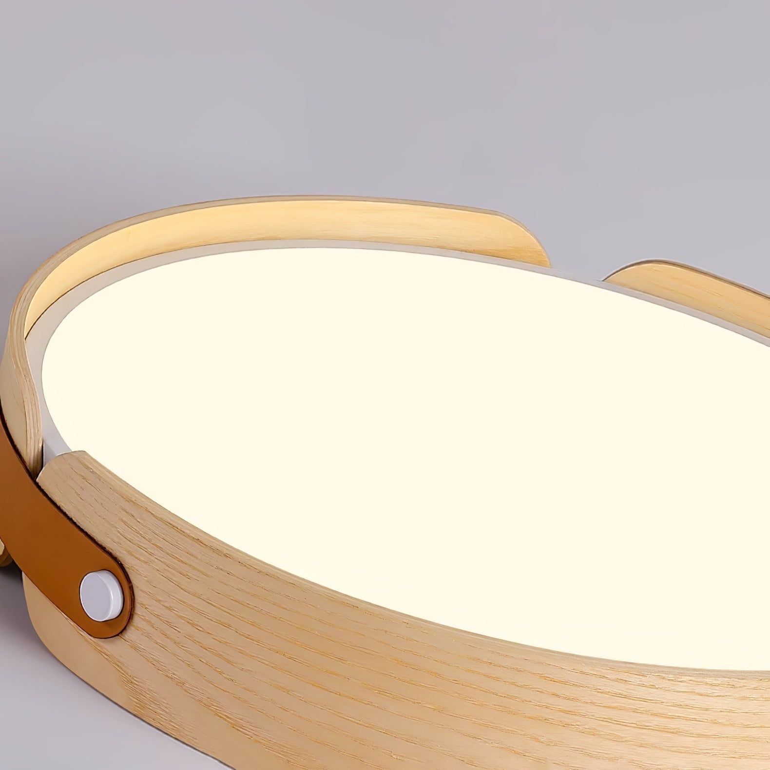 Modern Natural Wood LED Flush Mount Ceiling Light Fixture with Wabi Sabi Minimalist Design
