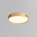 Modern Natural Wood LED Flush Mount Ceiling Light Fixture with Wabi Sabi Minimalist Design