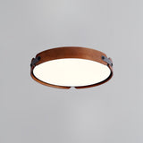 Modern Natural Wood LED Flush Mount Ceiling Light Fixture with Wabi Sabi Minimalist Design