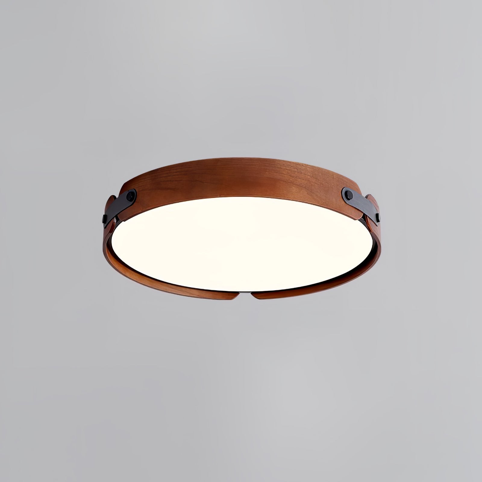 Modern Natural Wood LED Flush Mount Ceiling Light Fixture with Wabi Sabi Minimalist Design