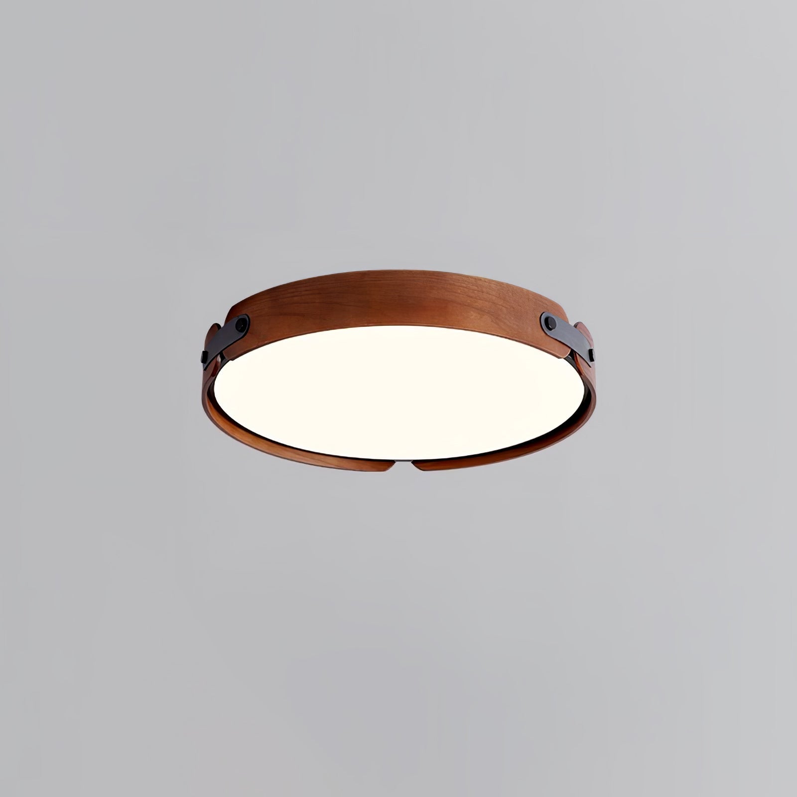 Modern Natural Wood LED Flush Mount Ceiling Light Fixture with Wabi Sabi Minimalist Design