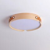 Modern Natural Wood LED Flush Mount Ceiling Light Fixture with Wabi Sabi Minimalist Design