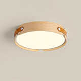 Modern Natural Wood LED Flush Mount Ceiling Light Fixture with Wabi Sabi Minimalist Design
