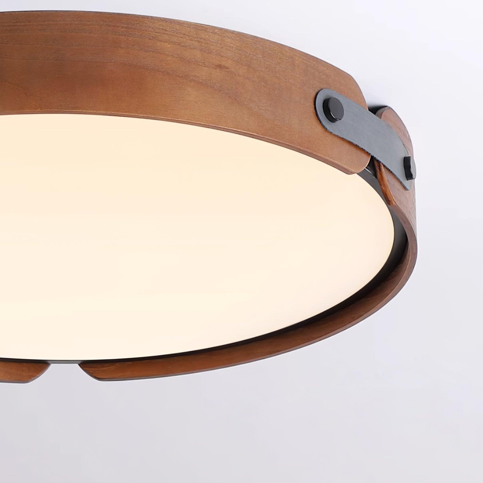 Modern Natural Wood LED Flush Mount Ceiling Light Fixture with Wabi Sabi Minimalist Design