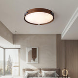 Modern Natural Wood LED Flush Mount Ceiling Light Fixture with Wabi Sabi Minimalist Design