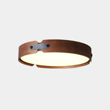Modern Natural Wood LED Flush Mount Ceiling Light Fixture with Wabi Sabi Minimalist Design