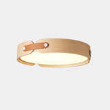 Modern Natural Wood LED Flush Mount Ceiling Light Fixture with Wabi Sabi Minimalist Design