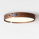 Modern Natural Wood LED Flush Mount Ceiling Light Fixture with Wabi Sabi Minimalist Design