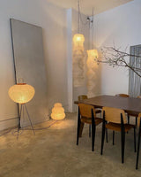 Japanese Rice Paper Floor Lamp Sculptural Mulberry Paper Standing Lantern Lighting