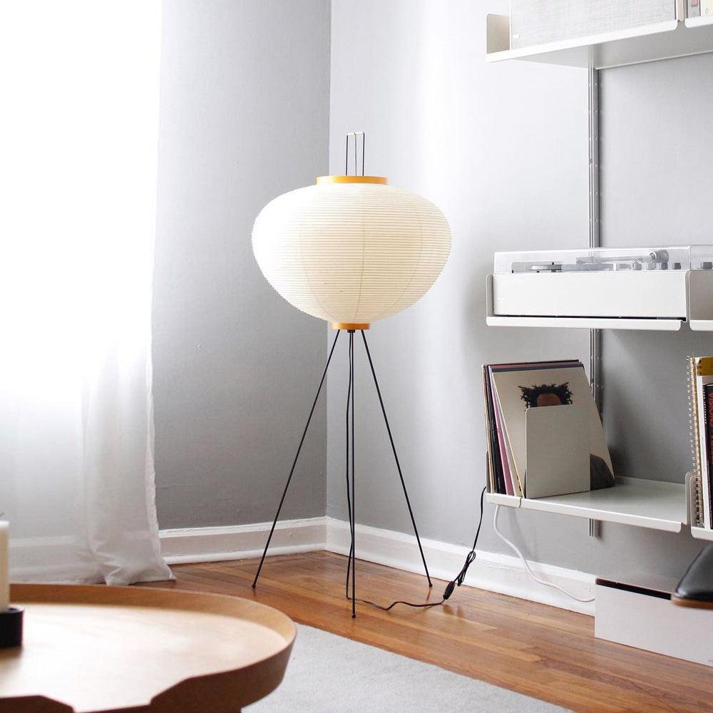 Japanese Rice Paper Floor Lamp Sculptural Mulberry Paper Standing Lantern Lighting