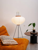 Japanese Rice Paper Floor Lamp Sculptural Mulberry Paper Standing Lantern Lighting