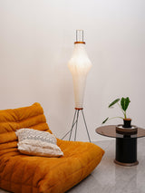 Japanese Rice Paper Floor Lamp Sculptural Mulberry Paper Standing Lantern Lighting