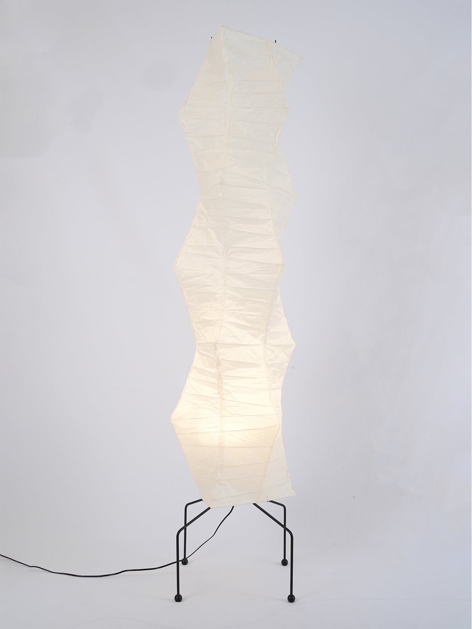 Japanese Rice Paper Floor Lamp Sculptural Mulberry Paper Standing Lantern Lighting