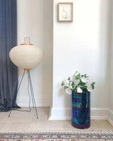 Japanese Rice Paper Floor Lamp Sculptural Mulberry Paper Standing Lantern Lighting