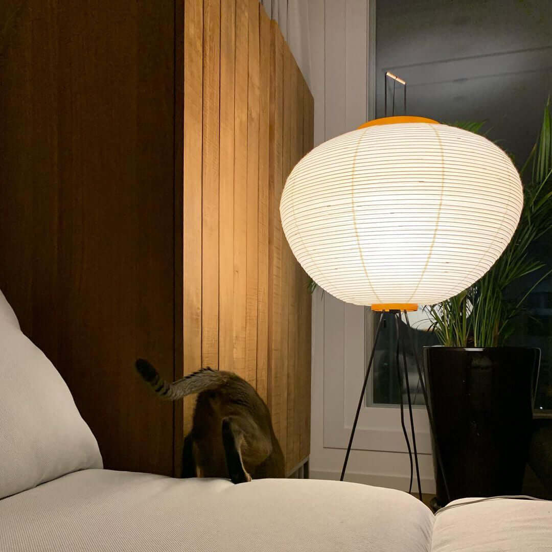 Japanese Rice Paper Floor Lamp Sculptural Mulberry Paper Standing Lantern Lighting