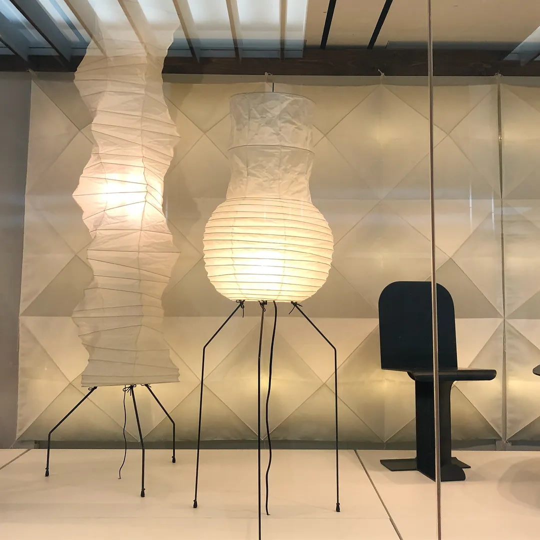 Japanese Rice Paper Floor Lamp Sculptural Mulberry Paper Standing Lantern Lighting