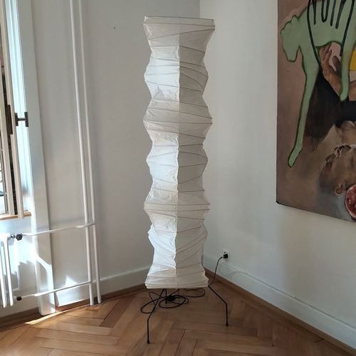 Japanese Rice Paper Floor Lamp Sculptural Mulberry Paper Standing Lantern Lighting