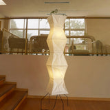 Japanese Rice Paper Floor Lamp Sculptural Mulberry Paper Standing Lantern Lighting