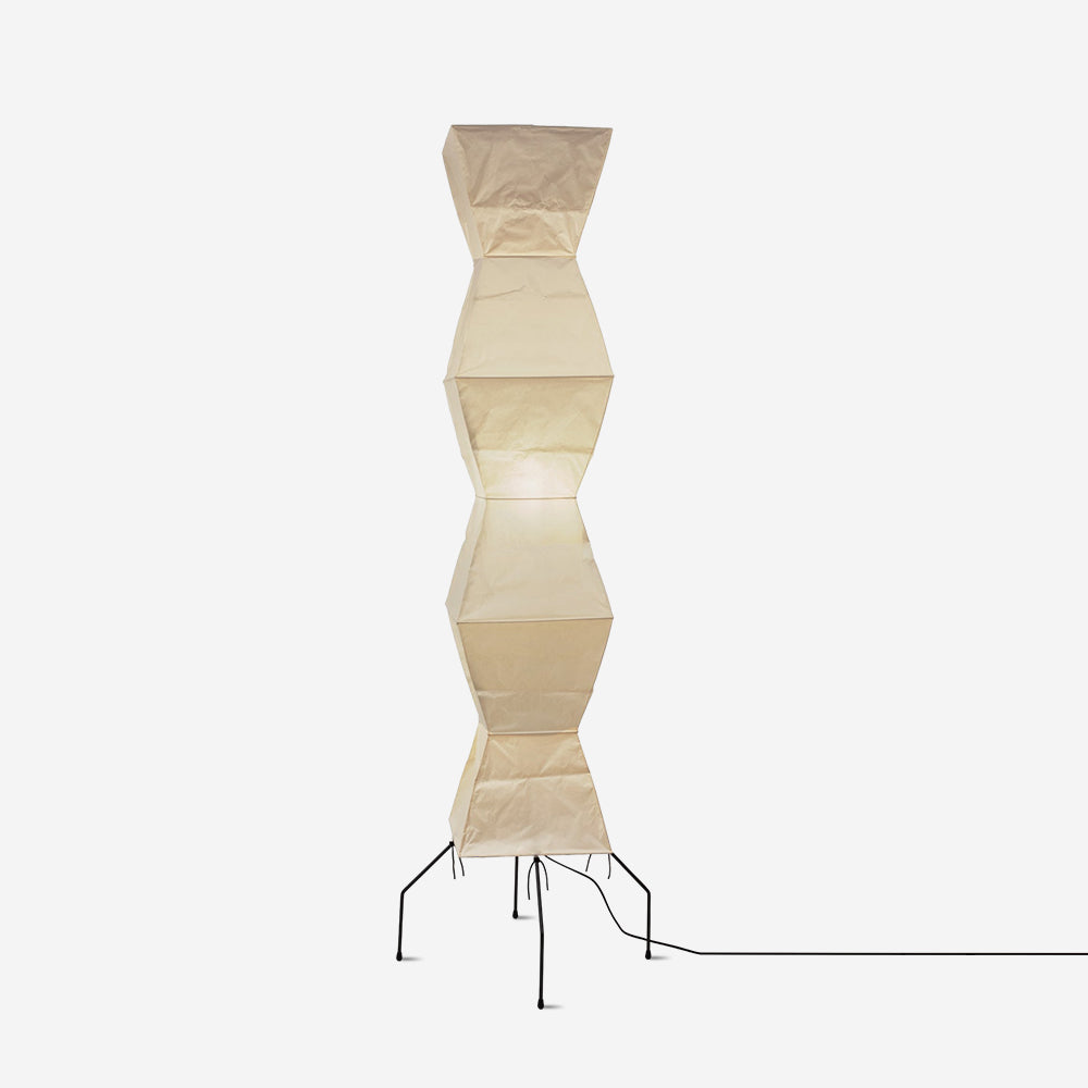 Japanese Rice Paper Floor Lamp Sculptural Mulberry Paper Standing Lantern Lighting