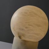 Natural Snowflake Alabaster Sphere Table Lamp for Bedside Reading and Desk Lighting