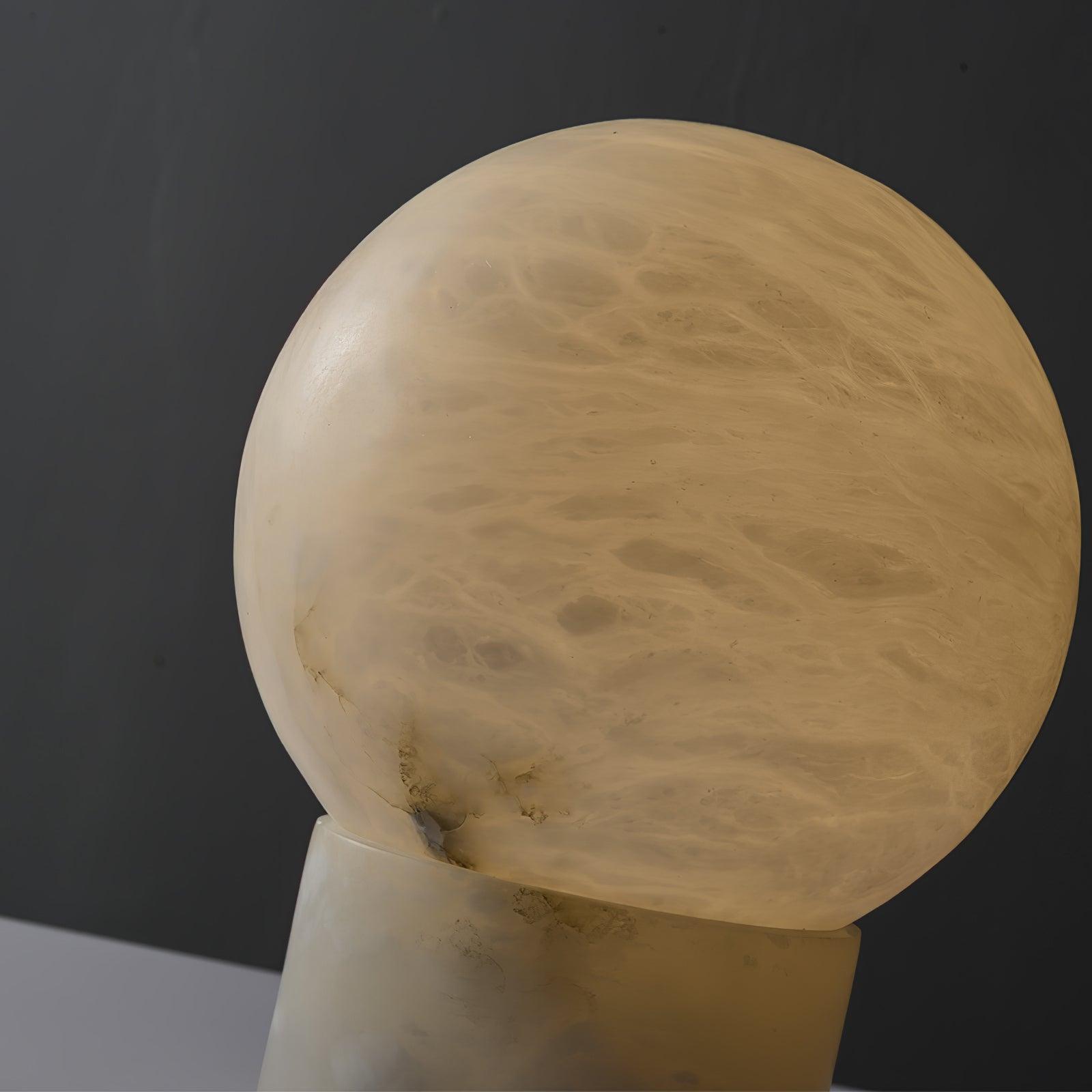 Natural Snowflake Alabaster Sphere Table Lamp for Bedside Reading and Desk Lighting