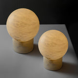 Natural Snowflake Alabaster Sphere Table Lamp for Bedside Reading and Desk Lighting