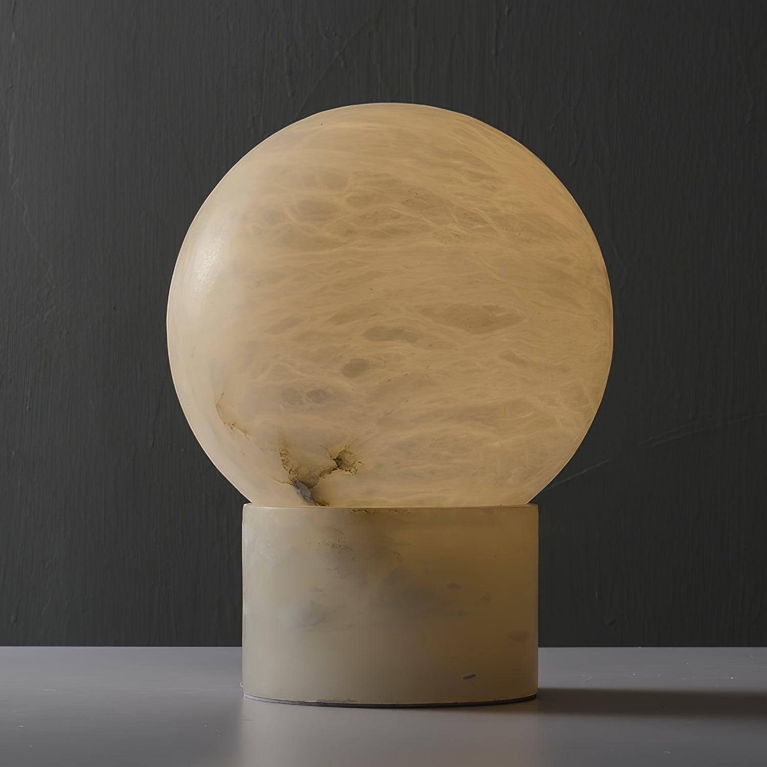 Natural Snowflake Alabaster Sphere Table Lamp for Bedside Reading and Desk Lighting