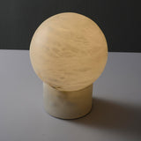 Natural Snowflake Alabaster Sphere Table Lamp for Bedside Reading and Desk Lighting