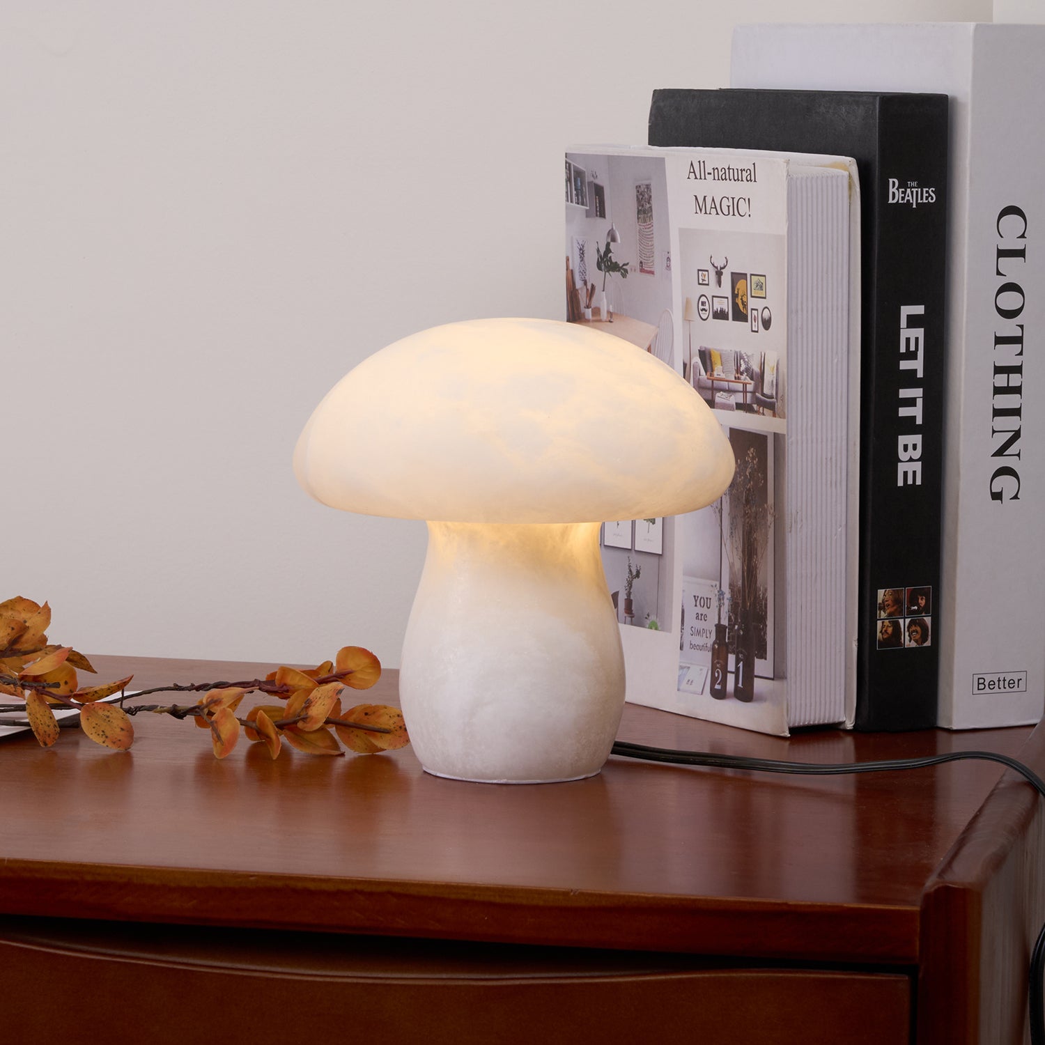 Natural Alabaster Stone Mushroom Table Lamp for Modern Bedroom and Office Decor