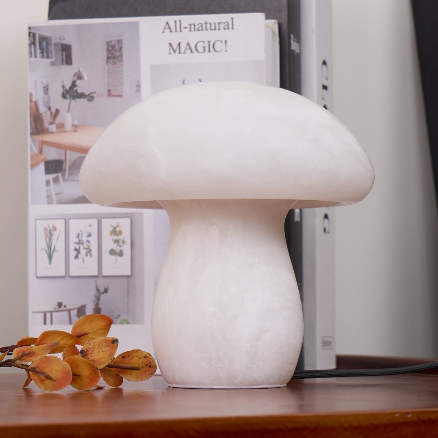 Natural Alabaster Stone Mushroom Table Lamp for Modern Bedroom and Office Decor