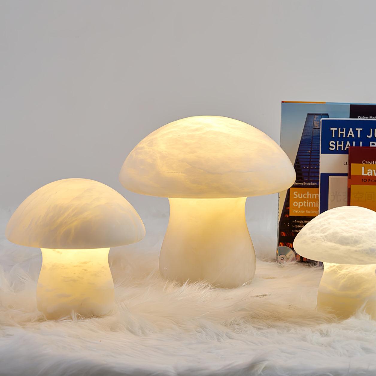 Natural Alabaster Stone Mushroom Table Lamp for Modern Bedroom and Office Decor