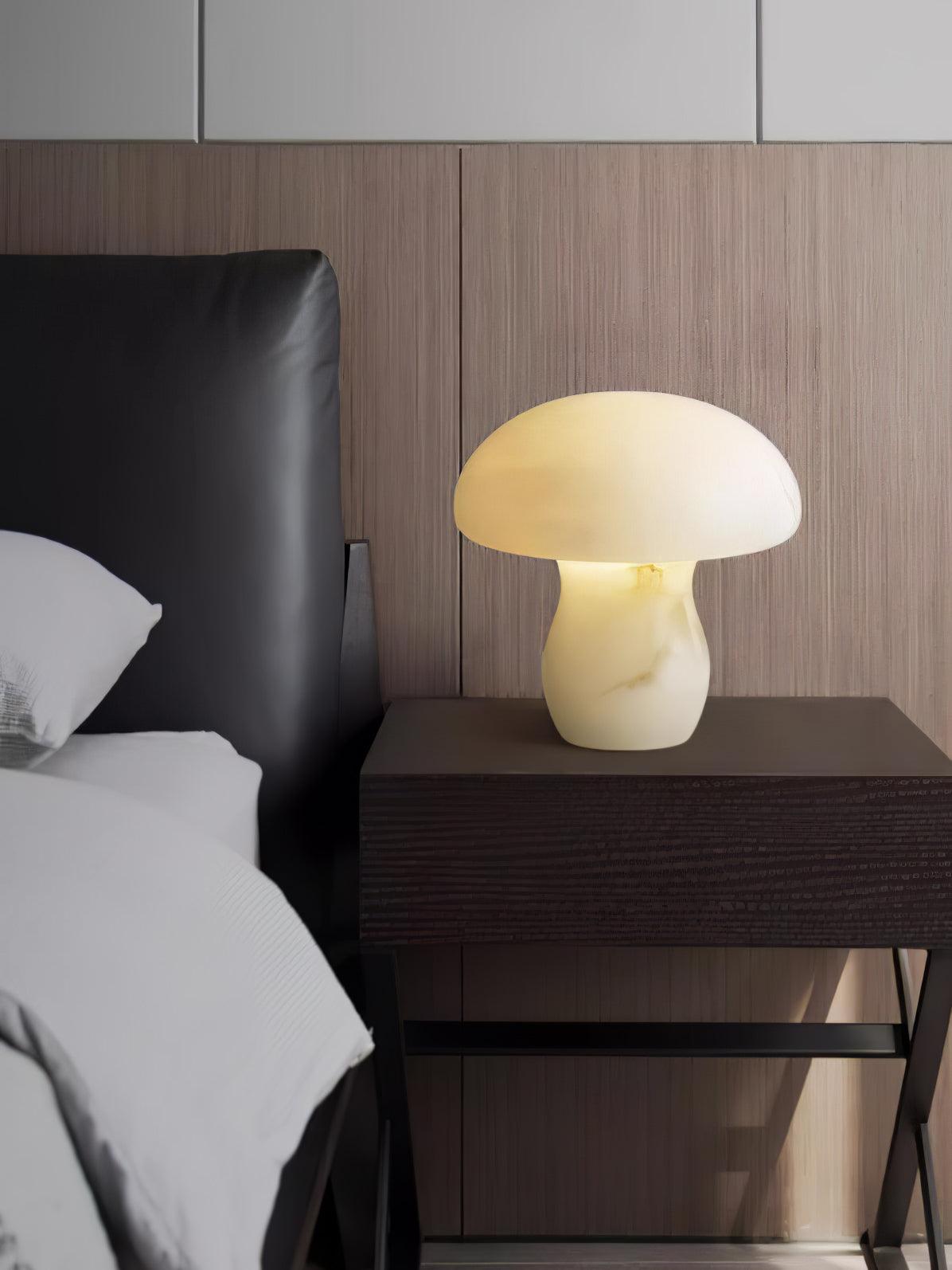 Natural Alabaster Stone Mushroom Table Lamp for Modern Bedroom and Office Decor