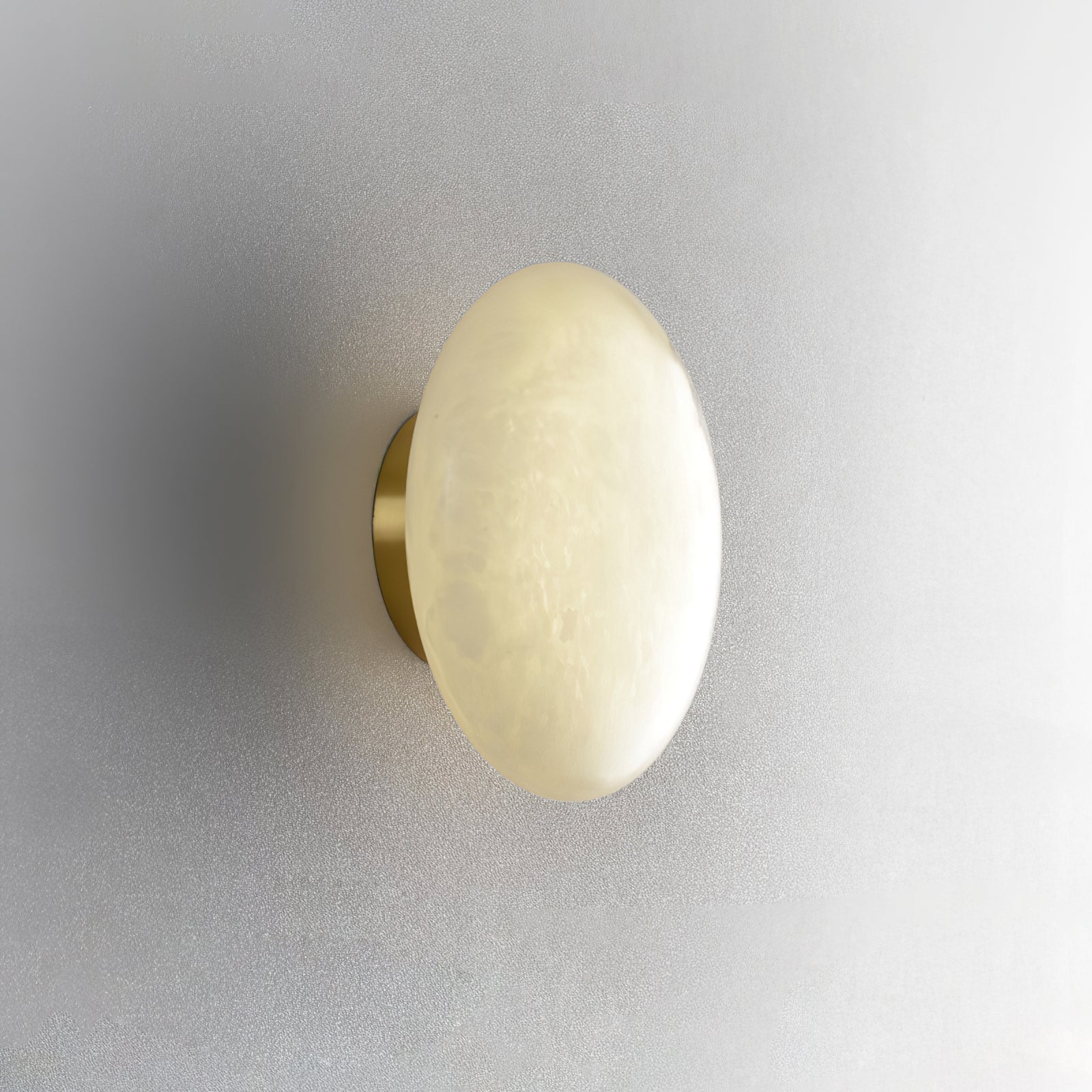 Natural Alabaster Stone Oval Ceiling Lamp with Brass Base and Integrated LED